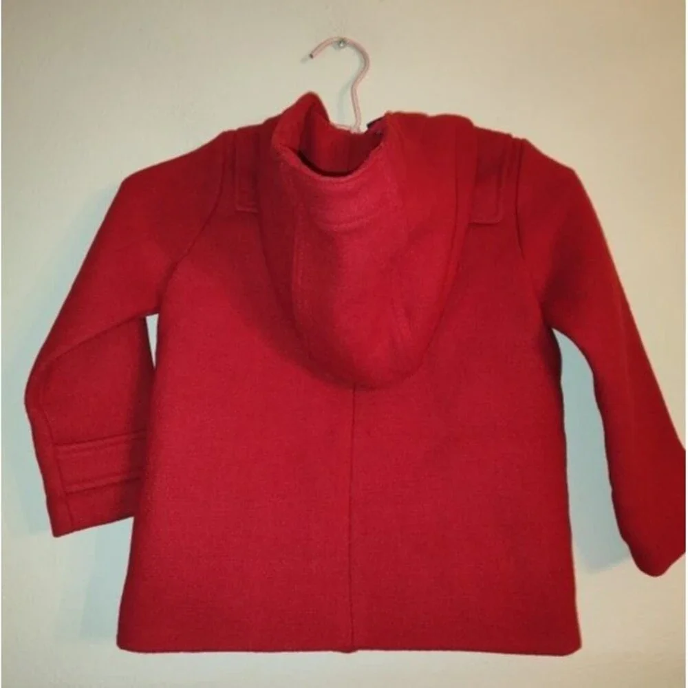 NWT Baby Gap Girls Red Wool Blend Hooded Coat Toggle Buttons Toddler Size 5T